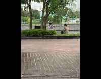 Girl white shirt face mask dance river