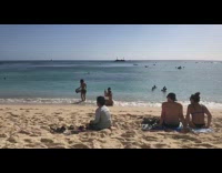 Woman bikini butt covered with blanket kid watch