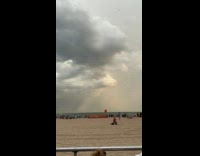 Strong wind storm hit the beach
