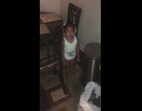 Little girl steals a piece of grandmas pie and hides 