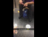 at a loss for words person clips nails on subway 