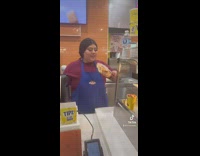 Girl asks worker if they sell pretzels 