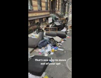 Bunch of furniture and trash found outside apartment 