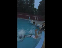 Man jump in the pool in slow motion