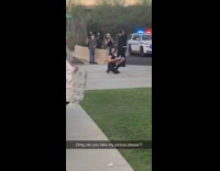 Two girls show up end of protest 
