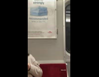 Condom filled with water hang on train railings