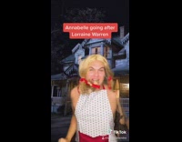 Annabelle going after lorraine warren guy apron 