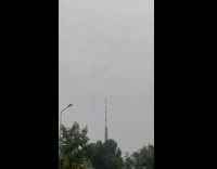 Lightning Hits Rod on Top of Tower
