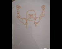 Ketchup Art of a Cartoon Pickle with Limbs 