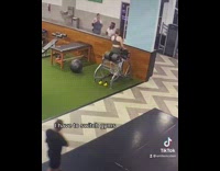 Collab BitchMP - Girl on machine at gym falls over embarassed