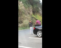 Man violet polo black convertible car photo shoot Part 2