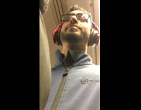 Sassy conductor talks over the intercom speakers and tells passengers to check their belongings on subway train