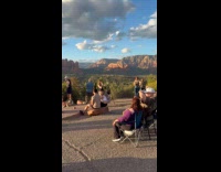 Woman sings for live stream at outlook