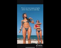 Two types of girls cute boy beach 