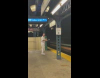 Guy blasts music at subway station 