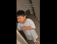 Little boy asks girl why she snuck through backdoor 