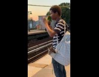 Collab Subway Creatures - Kangaroo and bird with owner on station