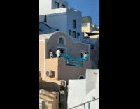 Woman light blue dress long dress balcony pictorial
