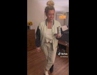 Girl dancing in two shoes slips and falls 