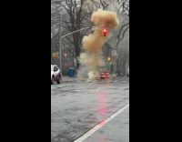 Firecrackers exploding in sewer with sparks and smoke coming out