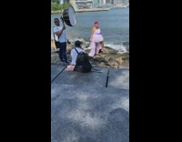 Woman red hair white dress beach photo shoot