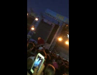 Crowd throws around red trash bin at Playboi carti outdoor concert