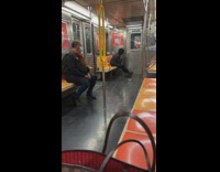 Person smoking on the subway train in public