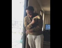 Brown camouflage sweater gold controller glass door