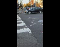 Guy black hoodie walking dog across street cross walk