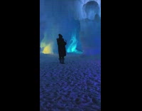 Man jacket silhouette dance snow ice caves