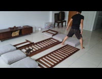 Time lapse guy builds bench with cat 