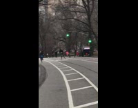 Man rollerskates with ski sticks in park