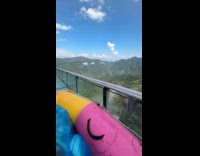Woman on a waterslide in tonglu china