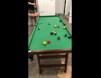 Cue ball hit and went off outside the pool table
