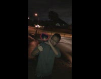 Guy with shoulder firework launcher fail