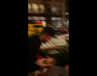 Winds blow tent of outdoor dining area