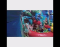 Little girl runs into obstacle in bouncy house, Hollaback girl