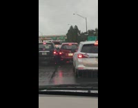 Freeway car accident fight