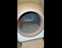 Cat confused seeing automatic litter box spin
