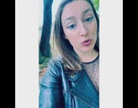 Girl fangs skateboard drinks cranberry juice