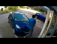 Pizza fall on ground from the bicycle