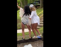 Collab IITW - Two women bikini video shoot bubble party