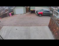 Garbage truck hit sideswipe two trash bins