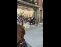 Guy smashes jumps on mirrors electric guitar 