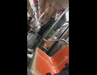 Collab Subway Creatures - Guy wearing red face shield rubs neck 