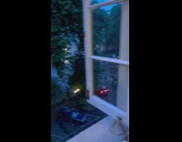 Guy throws trash out window into bin