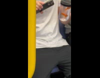 Collab Subway Creatures - Guy ride train with mug of goldfish