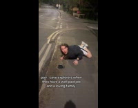 Man pretending to be cave explorer