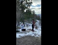 Woman body blanket covered snow park pictorial