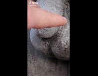 Lady says I got your nose to statue 